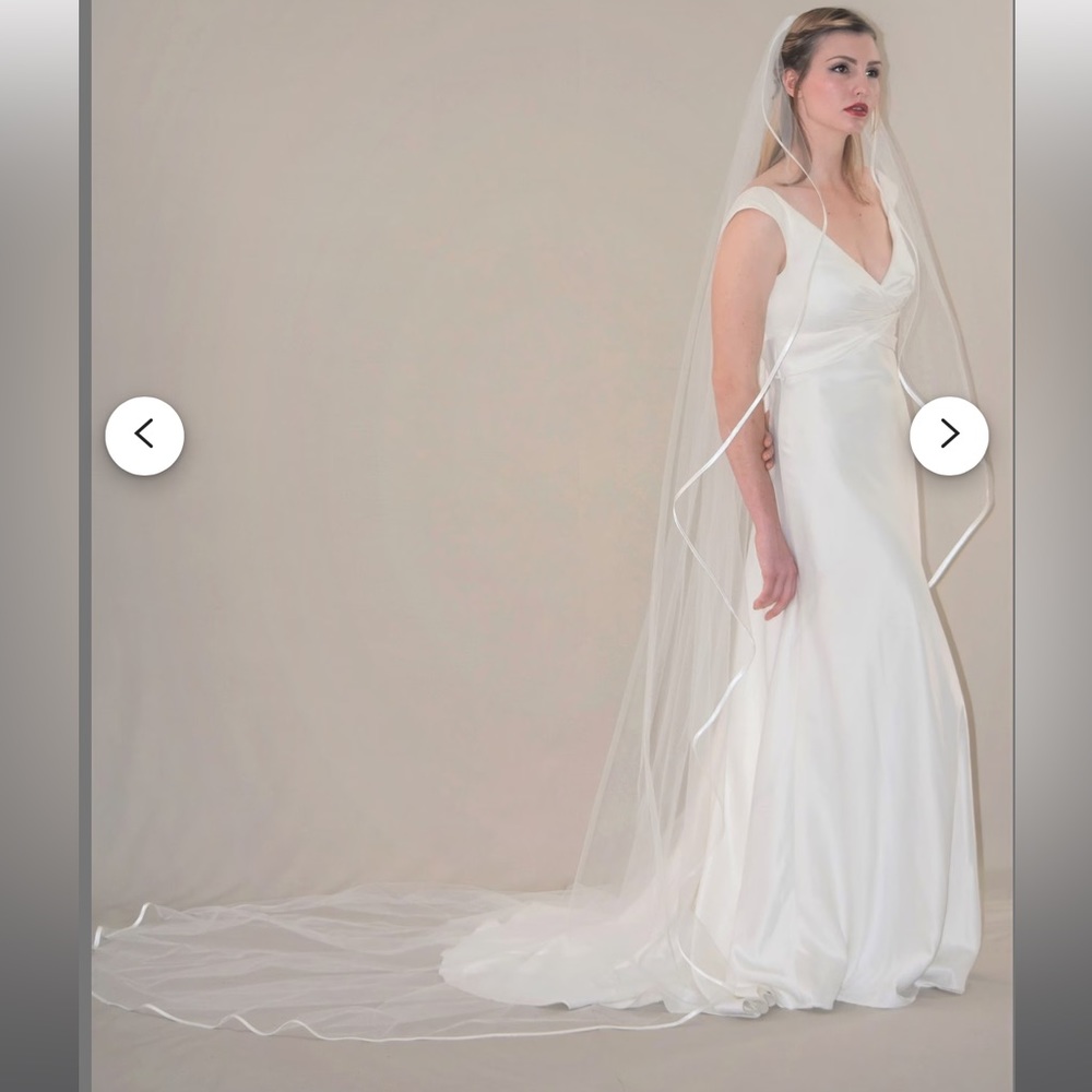 Satin Trim Cathedral Wedding Veil